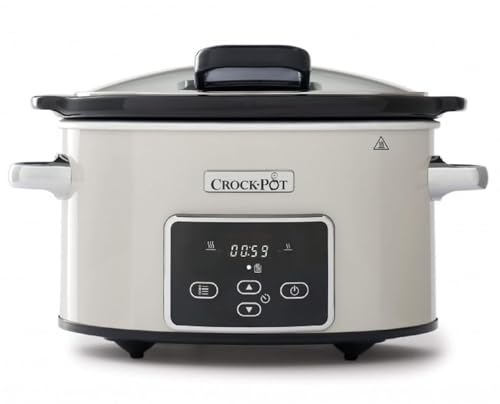 Crock-Pot Digital-Schongarer Slow Cooker mit Scharnierdeckel | einstellbare Garzeit | 3,5 Liter (3-4 Personen) | Pilz & Chrom [CSC060X] von Crock-Pot