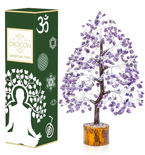 Amethyst Crystal Tree of Life - Handmade Gemstone Tree, Chakra Tree of Life, Healing Crystal Tree, Feng Shui Tree Decor, Crystal Decorations, Money Tree Bonsai, Artificial Tree, Spiritual Wisdom Gift von Crocon