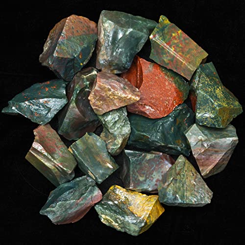 Crocon 1 LB Blutstein grober Naturstein roher Edelstein Taumeln Cabbing Polieren Edelsteinabbau Chakra-Ausgleich Reiki Heilung Glück Heim- und Bürodekoration von Crocon
