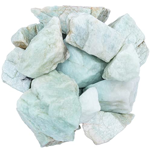 Crocon 1 Pfund Amazonit Rohstein Naturstein Rohedelstein Trommeln Polieren Edelsteinabbau Chakra-Ausgleich Reiki und Kristallheilung viel Glück Homeoffice von Crocon