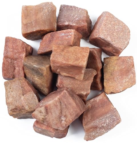 Crocon 1LB Red Jade Rough Bulk Natural Stone Raw Gemstone Tumbling Cabbing Polishing Gem Mining Chakra Balancing Reiki Healing Good Luck Home Office Decor von Crocon