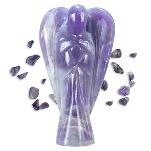 Crocon Amethyst Heilkristall Edelstein Taschenengel handgeschnitzt Feng Shui Figur Frieden Reiki Wächter Glück Statue Sorgenstein spirituelle Ornamente Gebet Geschenk 5-6 3 cm von Crocon