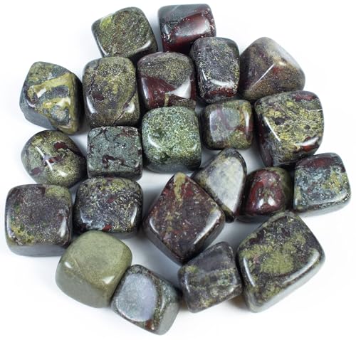 Crocon Dragon Bloodstone Tumbled Stones and Crystals Bulk, Polished Stones - Rock Collection - vase Filler tumbles Crystals Healing Reiki - Gemstone Gifts, Good Luck, Fountain tumbles Size 20 mm,1 LB von Crocon