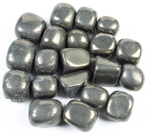 Crocon Golden Pyrite Tumbled Stones and Crystals Bulk, Polished Stones - Rock Collection - vase Filler tumbles - Crystals Healing Reiki - Gemstone Gifts, Good Luck, Fountain tumbles | Size 20 mm, 1LB von Crocon