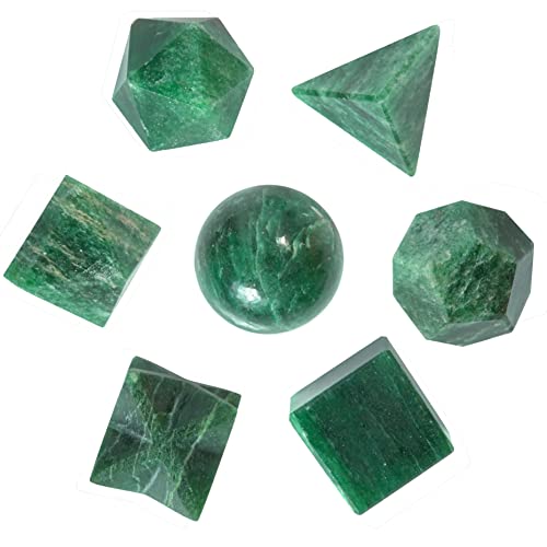 Crocon Green Aventurine7Pcs Platonic Solids Crystal Geometry Set, Platonic Solids Sacred Geometric Stones for Meditation Reiki Balancing Healing Chakra Stone Cleansing Spiritual Good Luck (15-20 mm) von Crocon