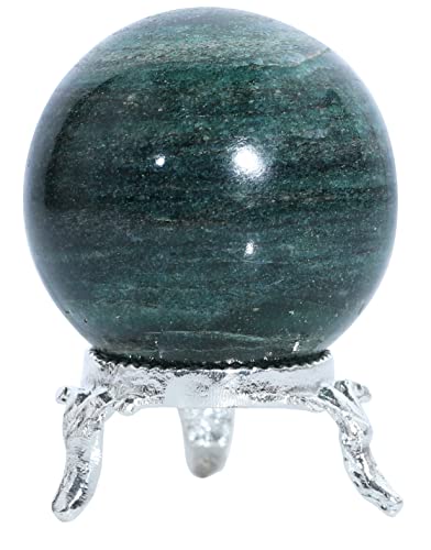 Crocon Grüne Aventurin-Kristallkugel mit Ständer Edelsteinkugel Heilkugel Skulptur Figur für Fengshui Meditation Wahrsagerei Heimdekoration Fotografie Größe: 30–40 mm von Crocon