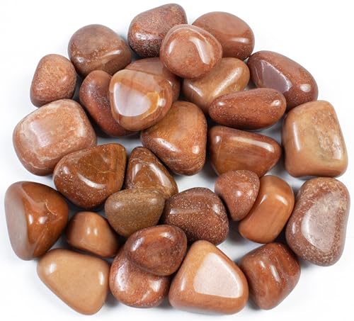 Crocon Red Aventurine Tumbled Stones and Crystals Bulk, Polished Stones - Rock Collection - vase Filler tumbles Crystals Healing Reiki - Gemstone Gifts, Good Luck, Fountain tumbles Size 20 mm,1 LB von Crocon