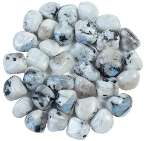 Crocon Rainbow Moonstone Tumbled Stones and Crystals Bulk Natural Crystal Kit for Reiki Healing Crystal Polished, Tumble Stones, Chakra Balancing, Good Luck, Gift, Home Decor Size : 20-25 mm | 1LB von Crocon