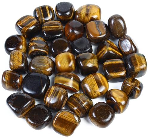 Crocon Tiger Eye Tumbled Stones and Crystals Bulk Natural Crystal Kit for Reiki Healing Crystal Polished, Tumble Stones, Chakra Balancing, Good Luck, Reiki Gift, Home Decor Size : 20-25 mm | 1LB von Crocon