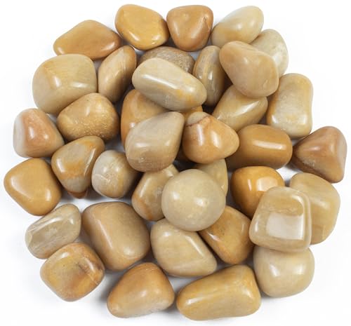 Crocon Yellow aventruine Tumbled Stones and Crystals Bulk, Polished Stones - Rock Collection - vase Filler tumbles Crystals Healing Reiki - Gemstone Gifts, Good Luck, Fountain tumbles Size 20 mm,1 LB von Crocon