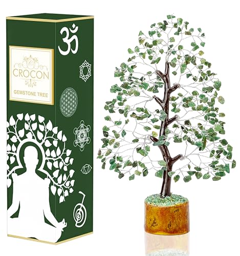 Green Aventurine Chakra Tree of Life - Crystal Tree for Positive Energy, Feng Shui Decor - Handmade Gemstone Tree, Green Healing Crystals, 7 Chakra Good Luck Money Bonsai, Meditation, Spiritual Gift von Crocon