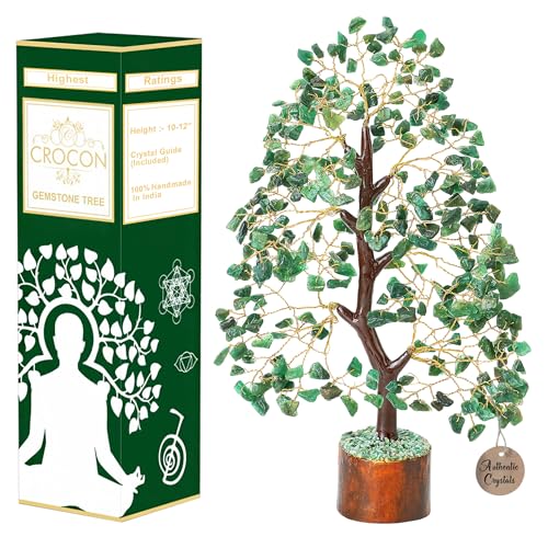 Green Aventurine Gemstone Tree of Life - Crystal Tree for Positive Energy, Feng Shui Decor - Handmade Chakra Tree, Good Luck - Money Bonsai, Healing Stones, Meditation Accessories, Spiritual Gift von Crocon