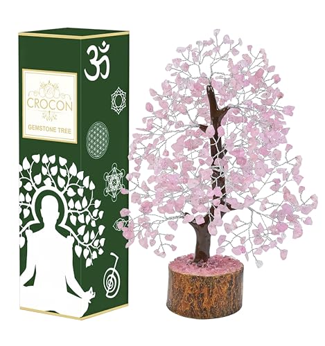 Rose Quartz Crystal Tree of Life - Chakra Tree for Positive Energy, Feng Shui Decor - Handmade Gemstone Tree, Good Luck Money Tree Bonsai, Pink Healing Crystals - Meditation Stones, Spiritual Gift von Crocon