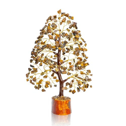 Tiger Eye Gemstone Tree of Life - Crystal Tree for Positive Energy, Feng Shui Decor - Chakra Money Bonsai Tree, Good Luck Healing Crystals - Meditation Stones, Spiritual Unique Gift 10-12" von Crocon