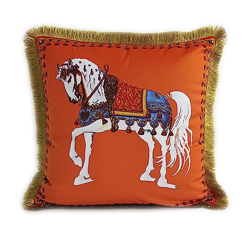 Croker Horse 45,7 x 45,7 cm Palastpferd Wurfkissenbezug – roter Duplex-Druck mit Quaste Couch Sofa Kissen für Wohnzimmer Schlafzimmer von Croker Horse