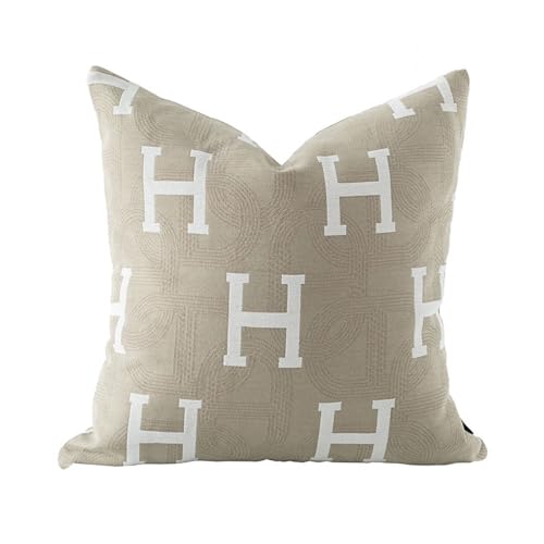 Croker Horse Kissenbezug, 50,8 x 50,8 cm, Beige mit H-Buchstabe, Stickerei, moderner modischer Stil, Couch-Kissenbezug für Wohnzimmer, Schlafzimmer Croker Horse Kissenbezug, 50,8 x 50,8 cm, Beige mit H-Buchstabe, Stickerei, moderner modischer Stil, Couch-Kissenbezug für Wohnzimmer, Schlafzimmer von Croker Horse