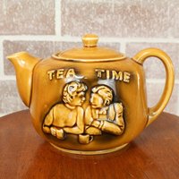 Teezeit Teekanne Vintage Gelbgold Porzellan von CronkHaus