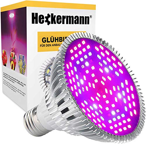 Cronos ORIGINAL Heckermann E27 Glühbirne für Pflanzen 80W – Modell: MDA-PG08 - Leistungsaufnahme: 18W - 120 eingebaute LEDs – ideal für den Anbau von Gemüse, Kräutern, Blütenpflanzen von Cronos