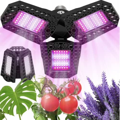 Cronos ORIGINAL Heckermann LED-Pflanzenlampe – Modell: YH-WL-10-108 LEDs – Leistung: 40W – 360° bewegliche Flügel - Farbe: Schwarz - 2 Arten von Lichtern - für verschiedene Pflanzen geeignet von Cronos