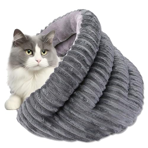 Croovepi Katzenhöhle, abnehmbares Katzenhausbett für den Innenbereich, gemütliches Tunnelnest, wärmend, rutschfestes Design für Winter, Schlafzimmer, Zuhause, Balkon, Outdoor, Reisen, draußen von Croovepi