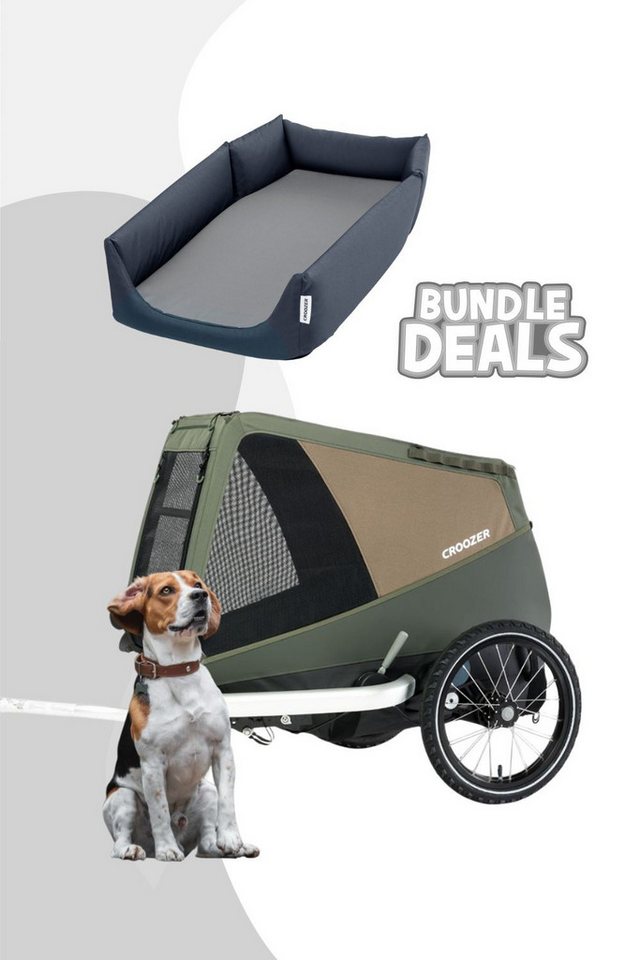 Croozer Fahrradhundeanhänger Dog Enna Bundle inkl. Enna Hundebett - Farbe: Moos Green von Croozer