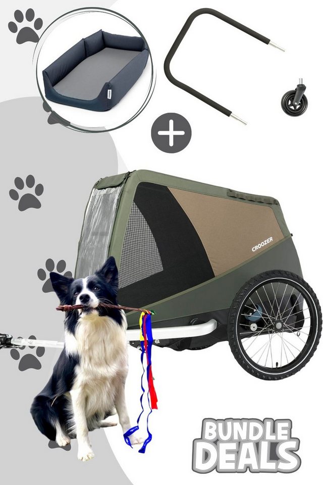Croozer Fahrradhundeanhänger Dog Mikke Easy Start Bundle inkl. Mikke Hundebett und Buggy Set von Croozer