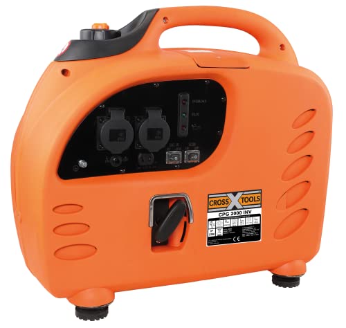 CROSS TOOLS Benzin Inverter Stromerzeuger - Stromaggregat - Generator (2.200 W max. Leistung, 2x 230 V; 1x 12 V Steckdosen, INV-Technologie ermöglicht Laden von Laptop, Handy usw.) CPG 2000 INV, 68040 von Cross Tools