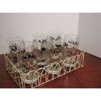Set Mit 6 Vintage 12 Unzen Glasbecher Antiken Autos Und Gestell von CrossroadStudio