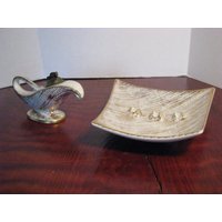 Vintage Royal Haeger Gold Und Creme Feuerzeug Aschenbecher von CrossroadStudio