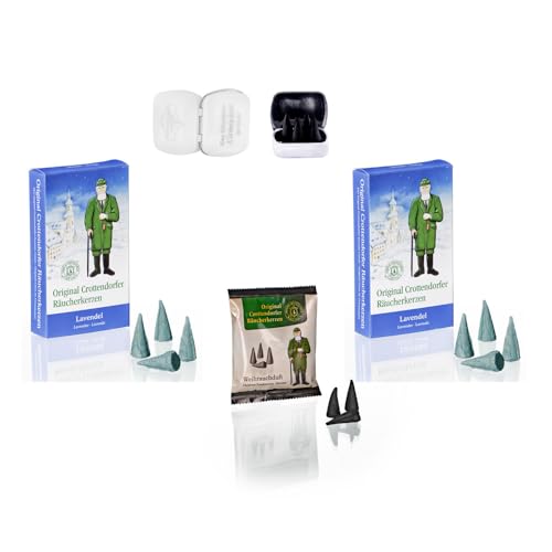 Crottendorfer Räucherkerzen - 2er Set Weihnachten - Düfte: 2X Lavendel - Menge: 48 + 5 Weihnachtlicher Weihrauch inklusive 4 Räucherkerzen als Probe - Made in Germany von Crottendorfer