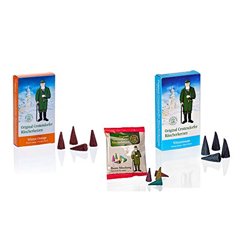Crottendorfer Räucherkerzen - 2er Set Weihnachten - Düfte: Wintertraum und Winterorange - Menge: 48 inklusive 5 Räucherkerzen als Probe vom Duft Weihnachtlicher Weihrauch - Made in Germany von Crottendorfer