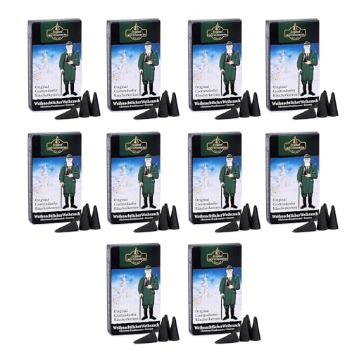 Crottendorfer Räucherkerzen Weihnachtlicher Weihrauch 10er Pack (10 x 24 Stück) – Kräftiger Weihrauch vermischt mit exquisiter Vanillenote – Höhe 2,7cm, Ø 1,2cm – 15 Min. Brenndauer pro Räucherkegel Crottendorfer Räucherkerzen Weihnachtlicher Weihrauch 10er Pack (10 x 24 Stück) – Kräftiger Weihrauch vermischt mit exquisiter Vanillenote – Höhe 2,7cm, Ø 1,2cm – 15 Min. Brenndauer pro Räucherkegel von Crottendorfer
