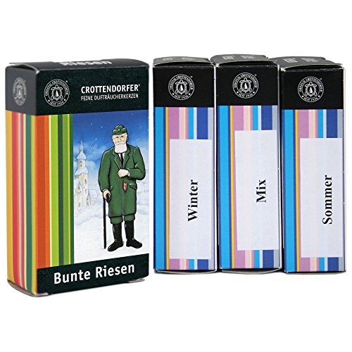 Original Crottendorfer - Riesen Räucherkerzen Set - Düfte: Bunte Riesen, Bunte Riesen Mix, Bunte Riesen Sommer, Bunte Riesen Winter - Menge: 20 Stück - Größe: XL - Made in Germany von Crottendorfer Räucherkerzen