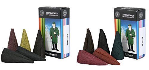 Original Crottendorfer - Riesen Räucherkerzen Set - Düfte: Bunte Riesen Sommer, Bunte Riesen Winter - Menge: 2 x 5 Stück - Größe: XL - Made in Germany von Crottendorfer Räucherkerzen