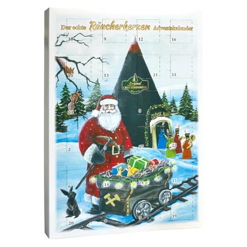 Crottendorfer Adventskalender - 24 Düfte - Hochformat (21x30cm) - Crottendorfer Räucherkerzen für Weihnachten - Räuchermännchen Zubehör - Mit Weihrauch, Myrrhe, Zimt, Vanille, Tanne - Made in Germany von Crottendorfer