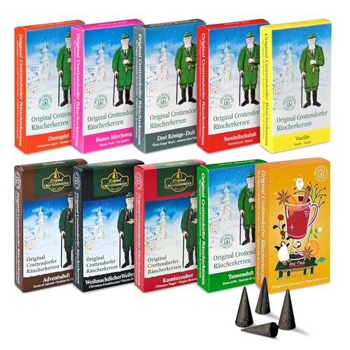 Crottendorfer Räucherkerzen 10er Pack (10 x 24 Stück) – Kaminzauber, Tannenduft, Weihnachtlicher Weihrauch, Zimtapfel, Adventsduft, Sandelholzduft etc. – Höhe 2,7cm, Ø 1,2cm – 15 Min. Brenndauer Crottendorfer Räucherkerzen 10er Pack (10 x 24 Stück) – Kaminzauber, Tannenduft, Weihnachtlicher Weihrauch, Zimtapfel, Adventsduft, Sandelholzduft etc. – Höhe 2,7cm, Ø 1,2cm – 15 Min. Brenndauer von Crottendorfer