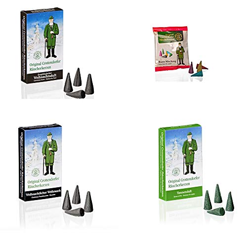 Crottendorfer Räucherkerzen - 3er Set Weihnachten - Düfte: Weihrauch, Weihnachtsduft und Tannenduft - Menge: 72 inclusive 5 Räucherkerzen als Probe vom Duft Weihnachtlicher Weihrauch - Made in Germany von Crottendorfer