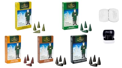 Crottendorfer Räucherkerzen - 5er Set Edel Kakao - Düfte: Edel Kakao, weihn. Weihrauch, Winter-Orange, Waldhonig und Tanne - Menge: 120 Inclusive 4 Räucherkerzen als Probe - Made in Germany von Crottendorfer