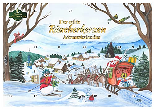 Crottendorfer Räucherkerzen - Adventskalender mit 24 Räucherkerzen - 2021er Motiv weihnachtliches Räucherkerzenland - Made in Germany von Crottendorfer