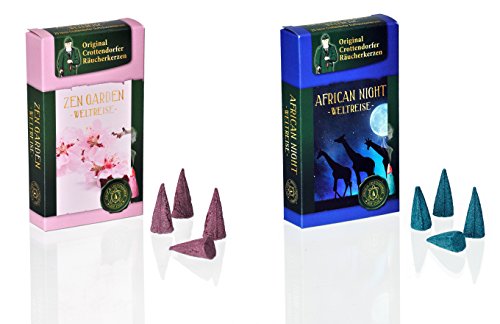 Crottendorfer Räucherkerzen Original Weltreise - Größe: M - 2er Set - 40 Stück - Düfte: Zen Garden + African Night - Made in Germany Crottendorfer Räucherkerzen Original Weltreise - Größe: M - 2er Set - 40 Stück - Düfte: Zen Garden + African Night - Made in Germany von Crottendorfer