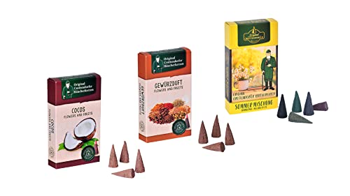 Crottendorfer Räucherkerzen Sommerdüfte der Welt 3er Set - Sommer Mischung, Cocos, Gewürzduft - Größe: M - Insgesamt 72 Stück - Made in Germany von Crottendorfer
