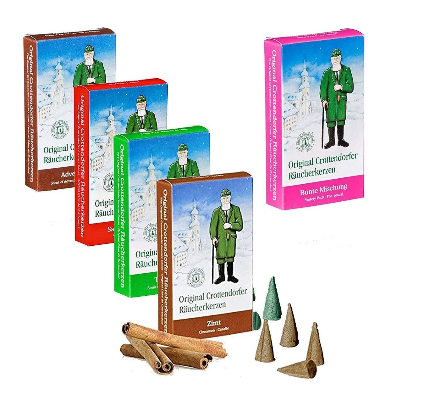 Crottendorfer Duftkerze 5 Päckchen Räucherkerzen- Tanne, Bunte Mischung, Zimt,... & mehr von Crottendorfer