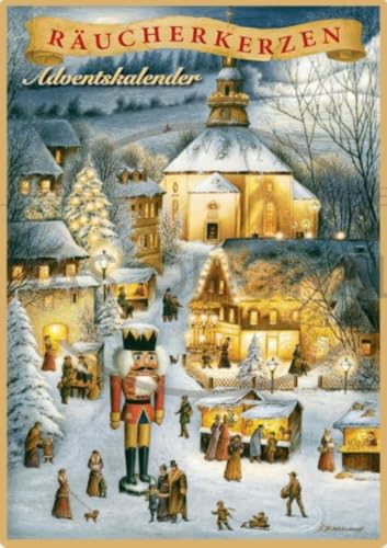 Räucherkerzen Adventskalender mit 24 Crottendorfer Räucherkerzen, Motiv: Seiffen von Crottendorfer