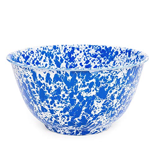 Crow Canyon Home Große Salatschüssel, Langlebiges Emaillegeschirr - Perfekt für den täglichen Gebrauch und Aktivitäten im Freien, Spülmaschinenfest für einfache Reinigung, Blau von Crow Canyon Home