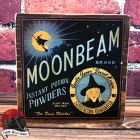 Moonbeam Brand Instant Potion Powders Hexe Vintage Stil Kunstanzeige Halloween Holz Schild, Regal Sitter, Tiered Tablett Dekor, Retro Inspiriert von CrowBellyAcres