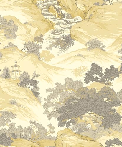 Crown Wallcoverings Orientalische Landschaft-Tapete gelb M1192 Vollrolle von Crown