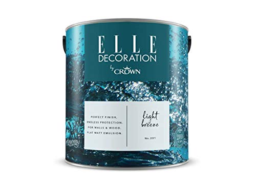 ELLE DECORATION Light Breeze No. 201, 2,5 L, extra-matte Premium Wandfarbe für Innen, für Wände und Holz, hohe Deckkraft, Innenfarbe,helles und luftiges Blau von Crown