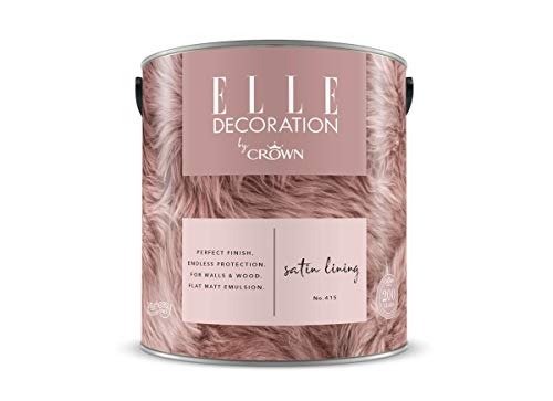 ELLE DECORATION Satin Lining No. 415, 2,5 L, extra-matte Premium Wandfarbe für Innen, für Wände und Holz, hohe Deckkraft, Innenfarbe,mittleres bis helles, sanft verzauberndes Rosé von Crown