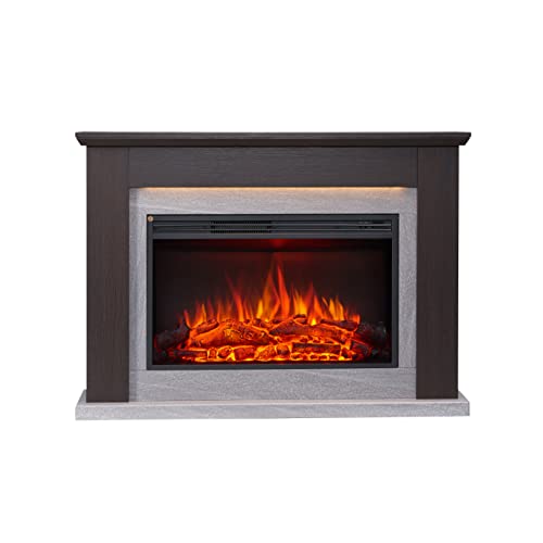 BALDERIA Pandora Elektrokamin - Elektrischer Standkamin mit Heizung 1000/2000 W, realistischer 3D-Flammeneffekt, LED-Beleuchtung, Fernbedienung programmierbar, Timer, Thermostat - Dunkelbraun von CrownFlame