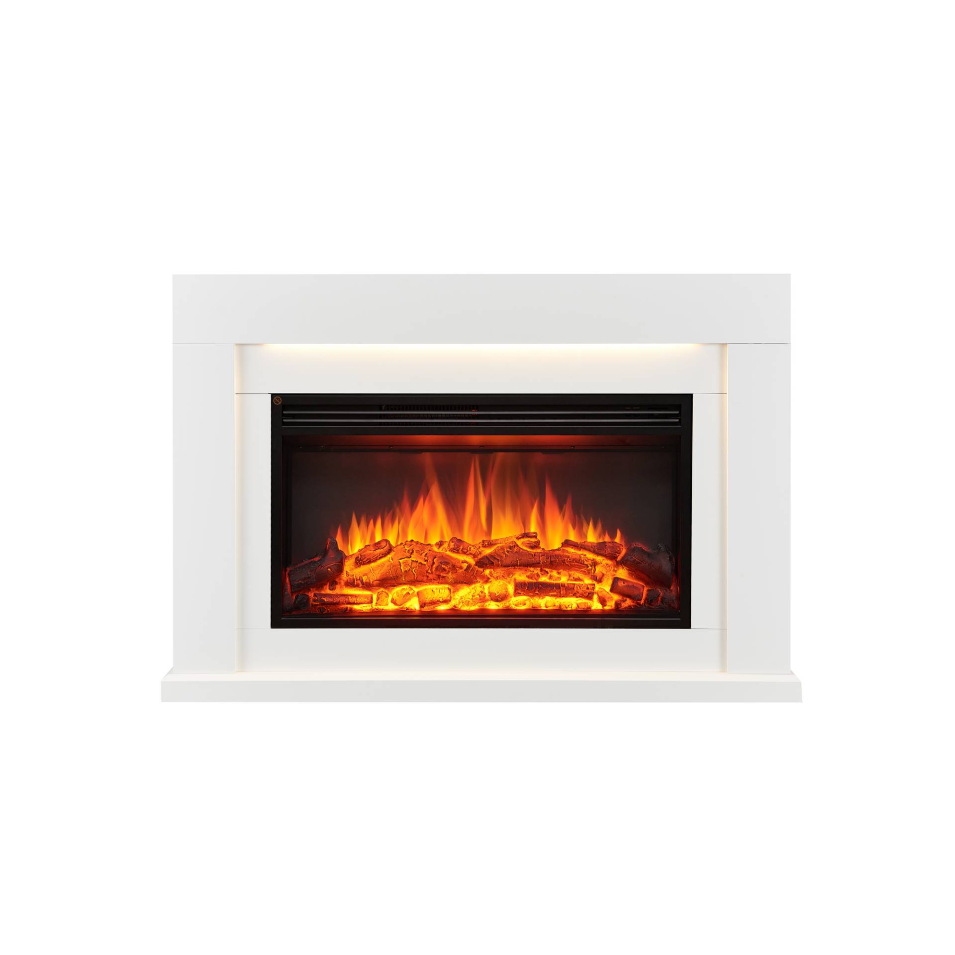 CrownFlame Elektro-Eckkamin 'Xerxes' weiß 2000 W, 3D-Flammeneffekt Fernbedienung 118 x 79,5 x 21,8 cm von CrownFlame